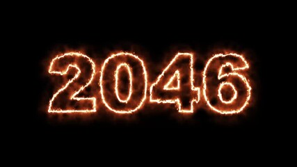 video animation - abstract fire of the numbers 2046 - represents the new year - motion animation - happy new year concept