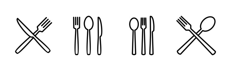 spoon and fork icon set. spoon, fork and knife icon vector. restaurant icon