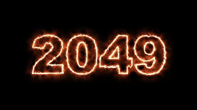 video animation - abstract fire of the numbers 2049 - represents the new year - motion animation - happy new year concept