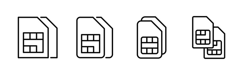 Sim card icon set. dual sim card icon vector