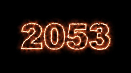 video animation - abstract fire of the numbers 2053 - represents the new year - motion animation - happy new year concept