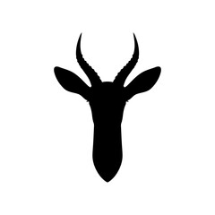 Front view gazelle head silhouette vector flat illustration design. 