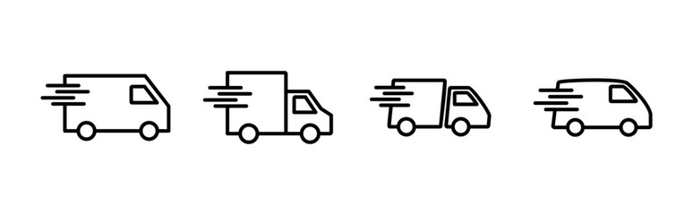 Fast shipping delivery truck icon set. Delivery truck icon. fast delivery icon