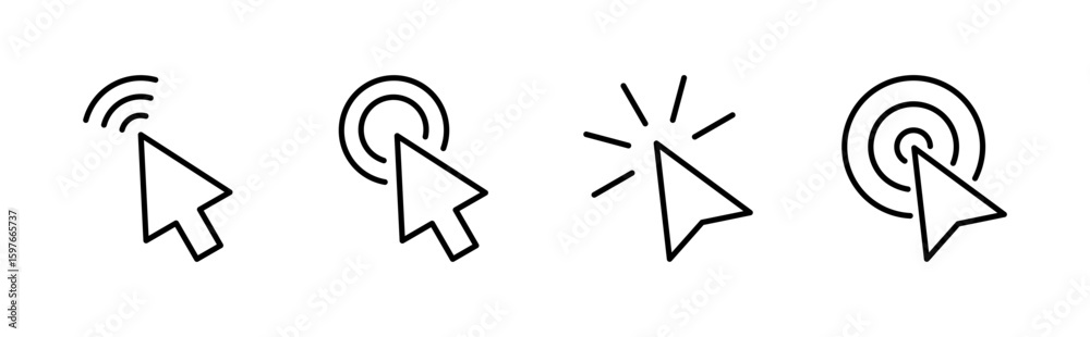 Poster click icon set. pointer arrow icon. cursor icon vector