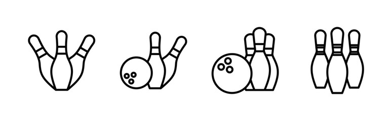Bowling icon set. bowling ball and pin icon. bowling pins