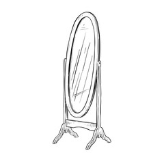 Fototapeta premium standing mirror vector hand drawn illustration