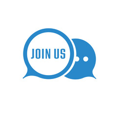join us sign on white background	