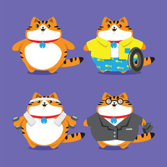 Cats mascot design. Cute cats stock vector pack with costumes.