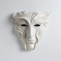 Ceramic Mask White Art Design Smooth Curves Handmade Ornamental Detailed Unique Expression Interior Wall Decorative Abstract Home Minimalism 