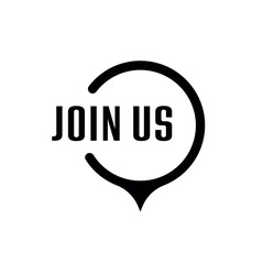 join us sign on white background	