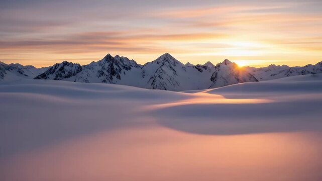 Majestic mountains sunrise snowscape