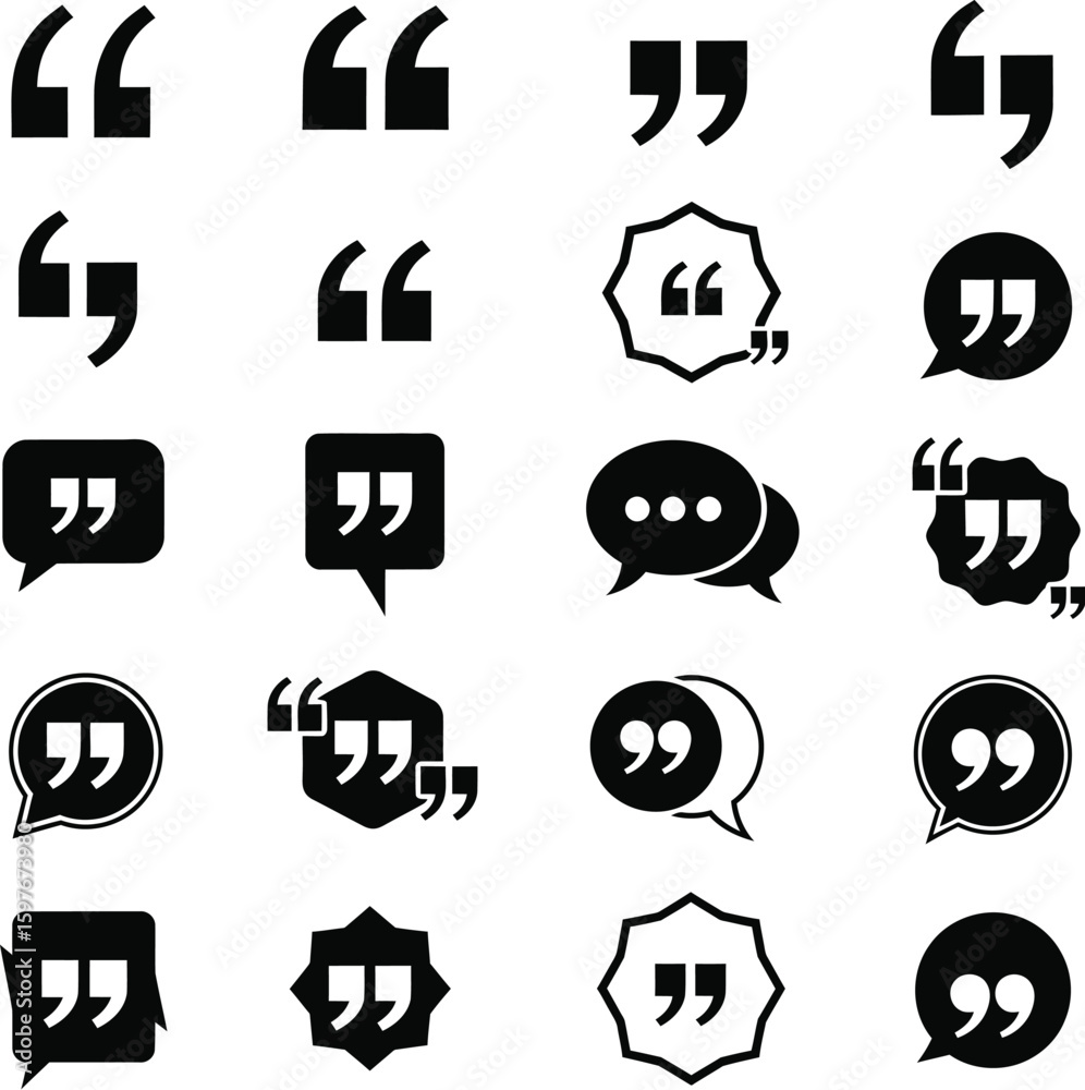 Fototapete quote marks vector set for speech bubble and quotation symbol design graphic elements