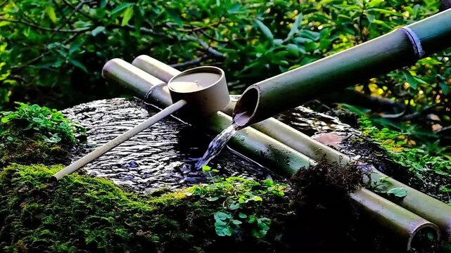 日本、京都、花、寺院、手水舎、御手洗、清める、水、風景、青空、風、秋、写真素材	
