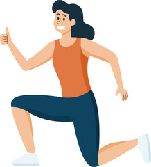 Happy Woman Exercise, Healthy Lifestyle, Flat Design Cartoon