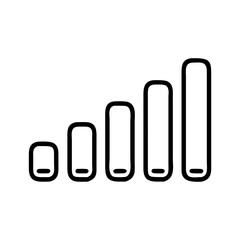 Fototapeta premium Signal bars show strength of connection, with increasing levels, and simple black lines on white. Signal bars in digital minimalist style, a vector that visually represents connectivity.