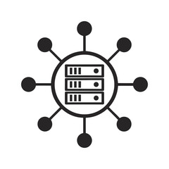 Network Server Icon. Data Connection Structure. Centralized System Symbol