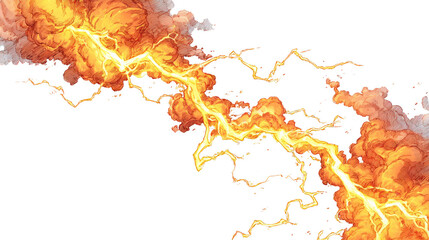 Obraz premium A yellow lightning bolt is shown in the middle of a white background