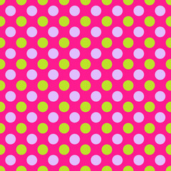 Abstract colorful polka dot seamless pattern background with green purple and pink.  illustration minimal trendy design.