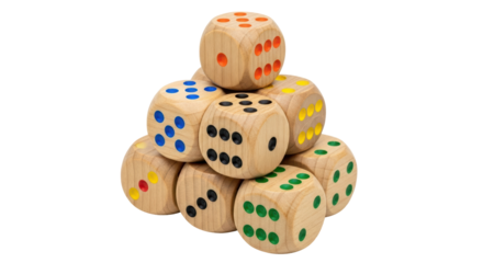 Isolated Dice Stacked, Wooden Toys for Fun