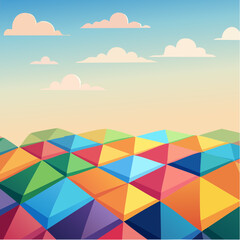 Cover template with vibrant perspective geometric prism shapes