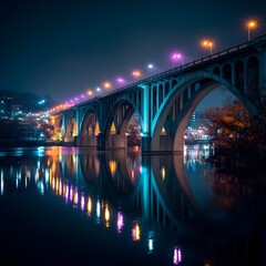 Sunset Reflections from a Knoxville, Tennessee Bridge

