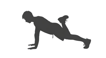 Isolated Man Doing Push-Up Exercise Silhouette