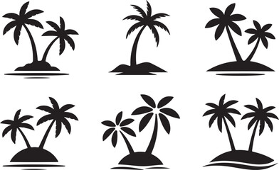 Obraz premium Tropical island palm trees silhouettes vector