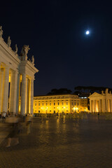 Obraz premium St. Peter s Basilica Vatican City at night. St Peter s Basilica, Vatican City at night. The Basilica is a Late Renaissance church located within Vatican City.