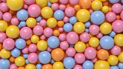 Obraz premium Pastel Pink, Yellow, and Blue Spheres: Joyful, Playful Background Texture