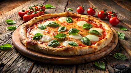 Photorealistic Margarita Pizza — Minimalist Top-Down Studio Shot