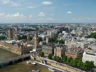 Obraz premium London/UK - July 08 2017: Westminster Palace and the Thames, seen from the London Eye