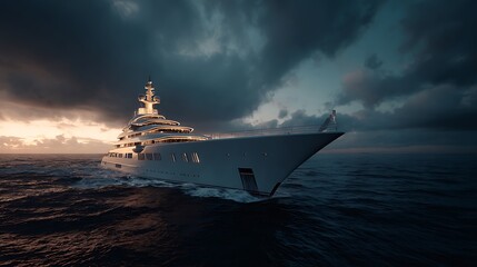 luxury yacht on the ocean .