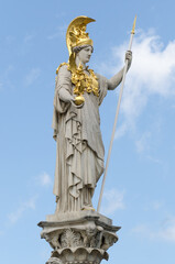 The statue of Pallas Athene in front of the Austrian Parliament Building in Vienna, Austria
