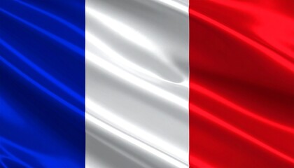 Obraz premium French flag with three vertical bands—blue on the hoist side, white in the center, and red on the fly side—fluttering on flagpole under bright sky.