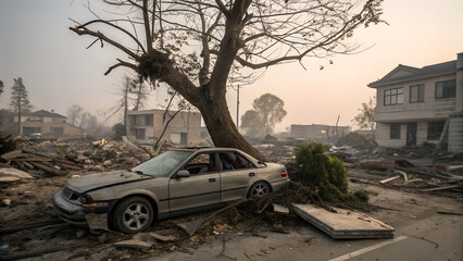 tree-growing-through-a-destroyed-car-in-a-post-dis