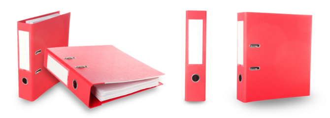 red ring binders on transparent background