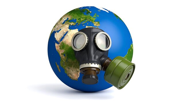 Earth wearing a gas mask - Powered by Adobe