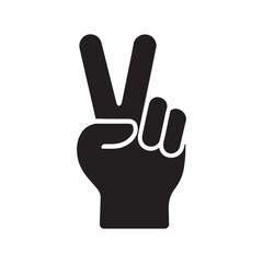 Victory Hand Silhouette Icon Vector for success, peace, and triumph.