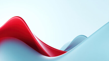 (Soothing Wave): A minimalist abstract illustration where a sharp, jagged red shape (representing a burden) is smoothed out by a gentle blue wave. Isolated on blue white background. 3D Illustration. 