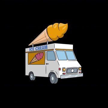 Ice Cream Truck Animation. Fun and Colorful Summer Treat on Wheels.