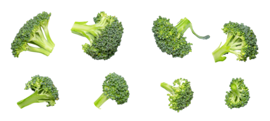 broccoli florets isolated on transparent background