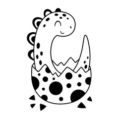 Black and white sauropod dinosaur hatchlings in cartoon vector style. © JulzaArt