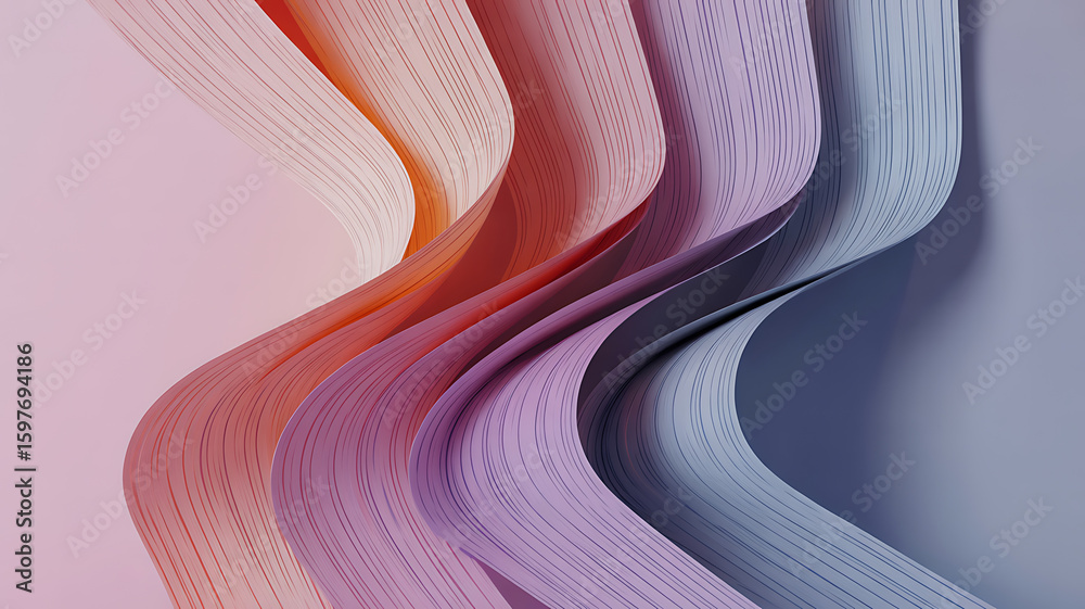 Poster abstract flowing ribbons of light and color with intricate patterns