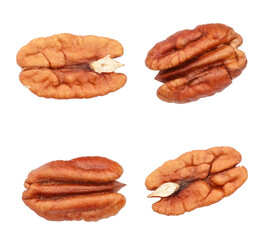 pecan halves isolated on transparent background, close-up