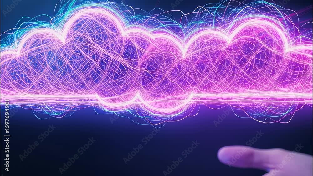 Wall mural computing cloud technology data transferring to tablet, symbolizing wireless storage and data digita