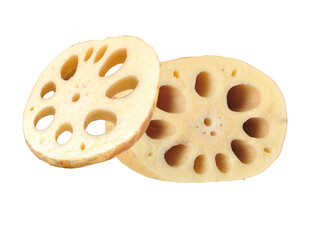 lotus root slices isolated on transparent background