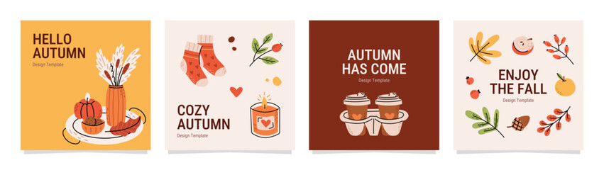 Cute autumn card set