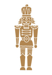 Christmas gold Nutcracker.Toy Soldier. Kid illustration on a transparent background.