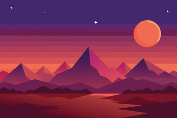 night landscape with mountains