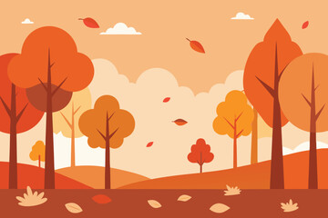 autumn landscape with trees and leaves